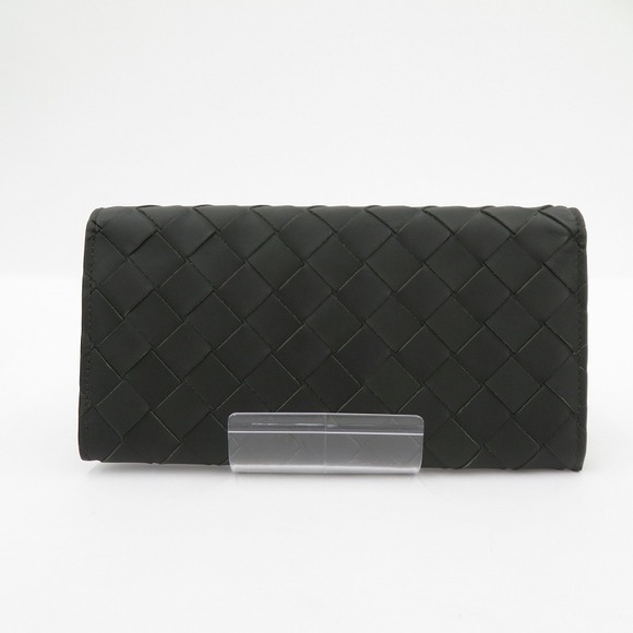 Bottega Veneta Intrecciato Flap Long Black Wallet